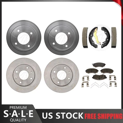 Передние тормозные диски и керамические колодки для 2001 Hyundai Tiburon + тормозные барабаны и башмаки - Изображение 1 из 4