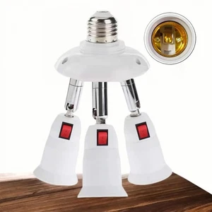 Extensor de enchufe de luz 3 en 1, adaptador de bombilla E26/E27 a 3 con brazos ajustables,... - Imagen 1 de 6