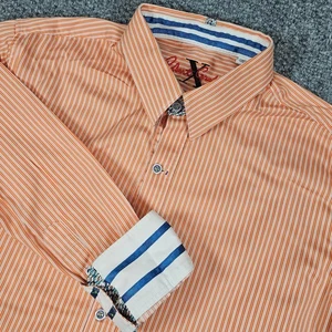 Robert Graham Tailored Fit Orange Striped Long Sleeve Button Down Shirt - Picture 1 of 12