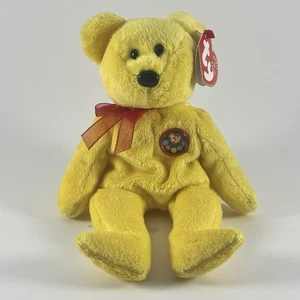 TY Beanie Baby Trader der Bär 2002 Tradee gelb Plüsch 8,5 Zoll - Bild 1 von 7