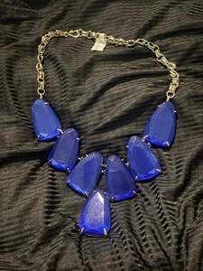 Kendra Scott Harlow Statement Necklace Cobalt Blue Gold Tone NWT - Picture 1 of 2
