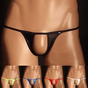 Men Front Hollow Thongs G String Underwear Open Crotch Breathable Mesh - Picture 1 of 25