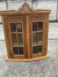 Alter Glas Wandschrank Holz old vintage Wand Holzschrank Apotheker- Hängeschrank - Bild 1 von 3