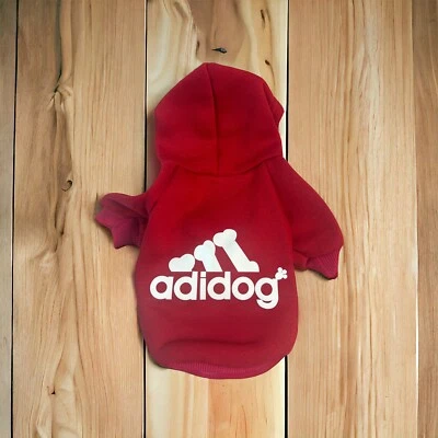 Adidog Dog Hoodie Costume Pet Puppy Red Coat Warm Sweater Size Small - Image 1 of 4