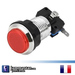 Boutons arcade lumineux Chromés - Silver LED buttons - Rouge - Red - Imagen 1 de 3