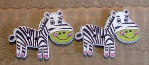 2 Zebra Sewing Buttons Crafting Wood 2 Hole 1 1/8" - Picture 1 of 2