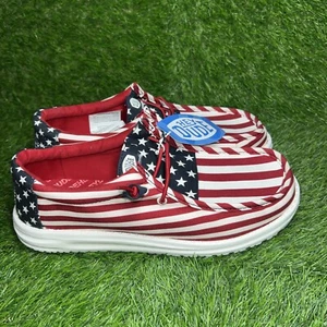 Hey Dude Wally patriotische Herrenschuhe amerikanische Flagge Größe 9 Freizeit Slipper USA - Bild 1 von 7