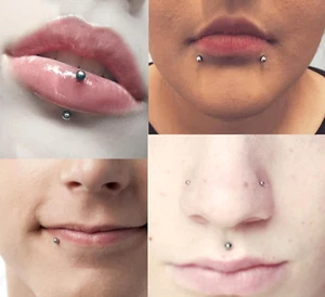 Fake Lip Ring and Nose Piercing Set - Ball Spike, Hoop, Stud, Stick-On Bridge... - Picture 1 of 12