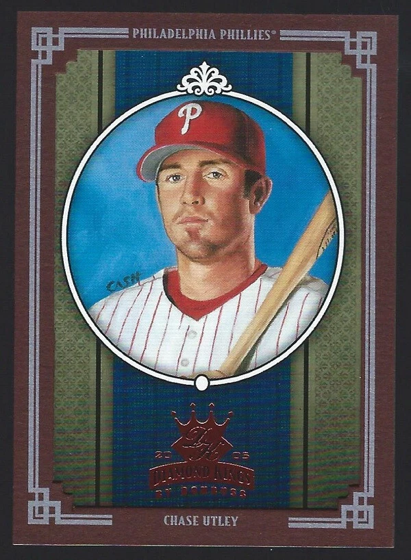 Tarjeta de béisbol 2005 Donruss Diamond Kings enmarcada roja #176 Chase Utley - Filis Foto 1 de 2
