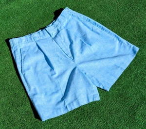 Vintage Ocean Blue Iolani Hawaii Women's Flat Front Bermuda Cotton Shorts EUC - Picture 1 of 4