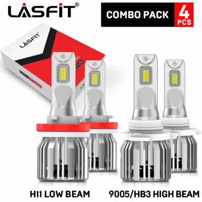 4x LASFIT 9005 H11 LED Combo Bulbs Headlight High Low Beam for Peterbilt 579 389 - Image 1 of 4