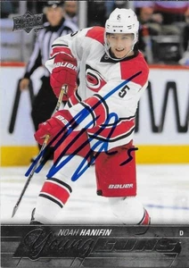 Signed Noah Hanifin 2015-16 UD Young Guns Carolina Hurricanes Rookie Card - Picture 1 of 2