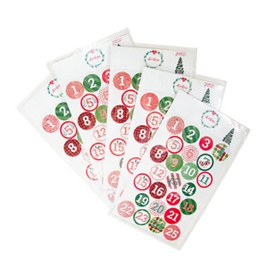 Calendario de Adviento Cuenta Regresiva de Navidad Redondo Números Brillantes 1-25 Hojas de Adhesivos - Imagen 1 de 4