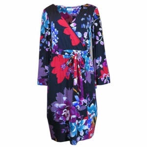 Calvin Klein Floral Faux Wrap Dress, Size-8 - Picture 1 of 3
