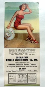 1952 Pinup Girl Picture Blotter By Pearl Frush -- Miss Rio in Polka Dot Dress - Imagen 1 de 3