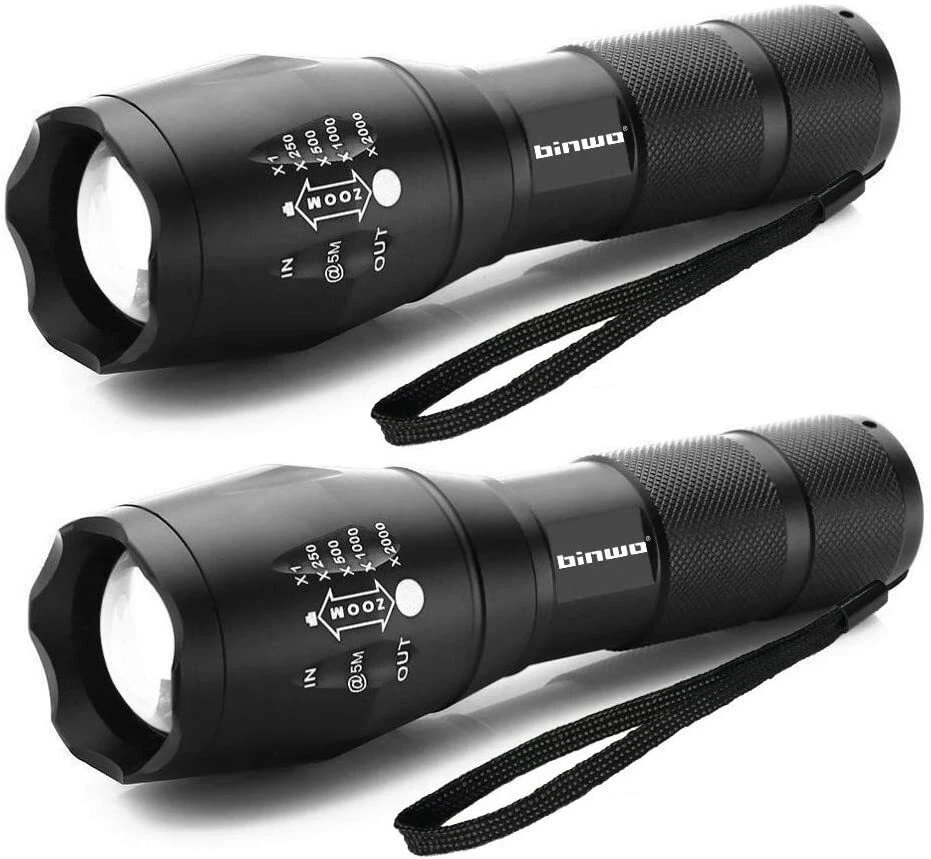 Bright Tactical Flashlight LED 5 Modes Zoomable Searchlight Handheld Torch - Image 1 of 4