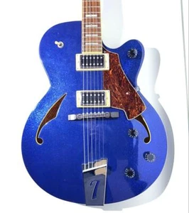 Semi-acoustic Electric Guitar Italia Torino V Blue S/N 120493 with Gig Bag - Picture 1 of 16