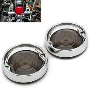 Smoke Turn Signal Lens w/ Trim Ring Bezels For Harley Electra Glide Road Glide   - Picture 1 of 7