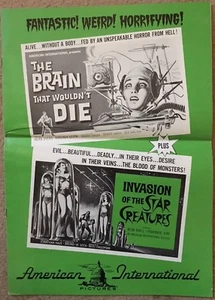 The Brain that Wouldn't Die/Invasion of the Star Creatures. Press Book - Picture 1 of 1