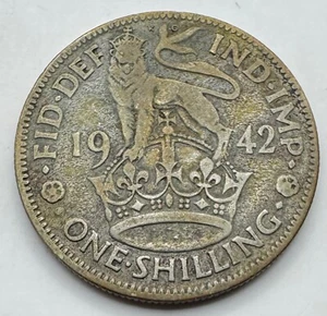 1942 Silver (.500) Great Britain 1 shilling - UK One Shilling - Free Shipping - Picture 1 of 4