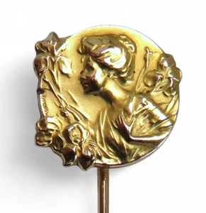 Superbe épingle à Chapeaux années 20 en plaqué Or FIX Signée Émile Dropsy - Bild 1 von 10