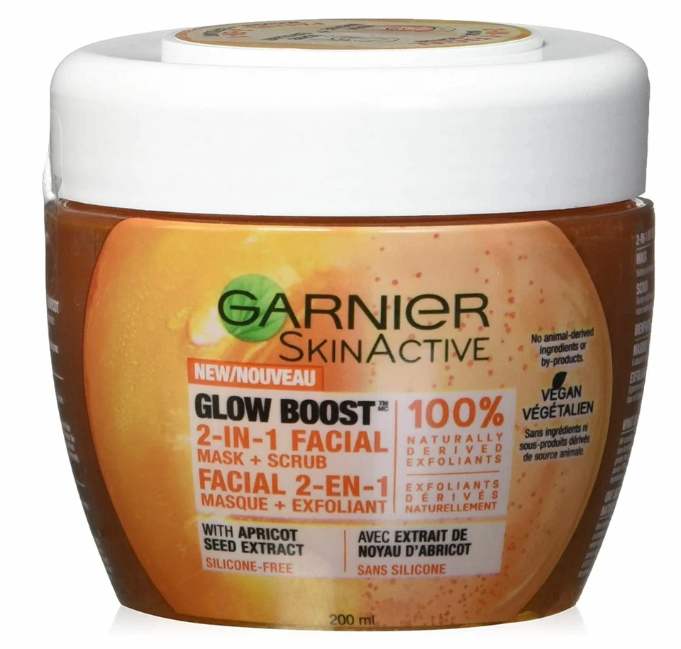 Mascarilla facial y exfoliante Garnier SkinActive Glow Boost 2 en 1, 6,76 fl oz Foto 1 de 2