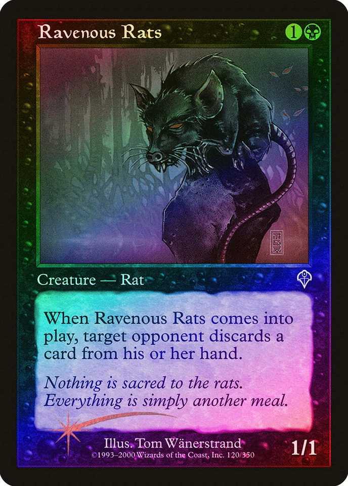 Ravenous Rats FOIL Invasion HEAVILY PLD Black Common MAGIC MTG CARD ABUGames - Image 1 of 1