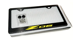 Yellow Corvette z06 C8 Black 100% Carbon Fiber License Plate Frame - Picture 1 of 1