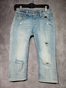 Miss Me Cropped Jeans Womens 26 Blue Mid Rise Easy Crop Distressed - Picture 1 of 10