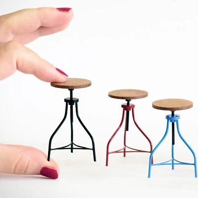 Miniature Stool Revolving, Dollhouse Rotate Stool, room kitchen bar 1:12 - Image 1 of 4