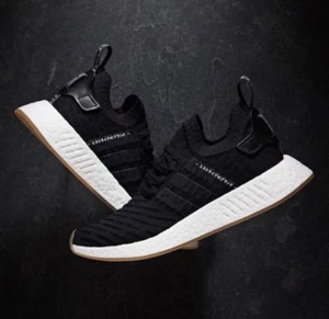 Adidas Originals NMD_R2 Primeknit PK Black GUM White Japan Pack BY9696 Mens 4.5 - Picture 1 of 12