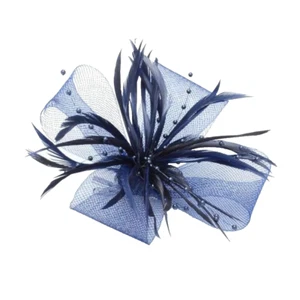 Marineblaue Schlaufe Feder & Perle Design Schnabelclip faszinierend Brosche Pin.  15 cm (6") - Bild 1 von 2