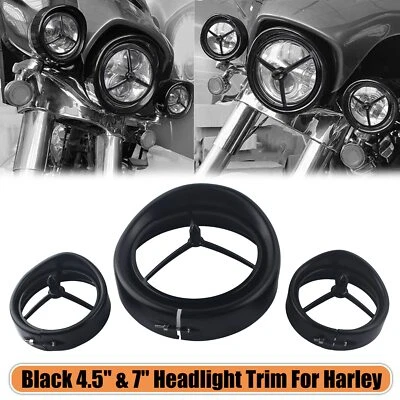Anillo de ajuste de faros negro para Harley Road King Electra Glide 1997-2013 Softail Foto 1 de 4