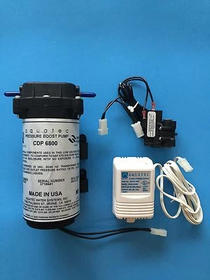 AQUATEC 6800 RO BOOSTER PUMP 6840-2J03-B221 + TRANSFORMER + 3/8" PORT SWITCH - Image 1 of 4