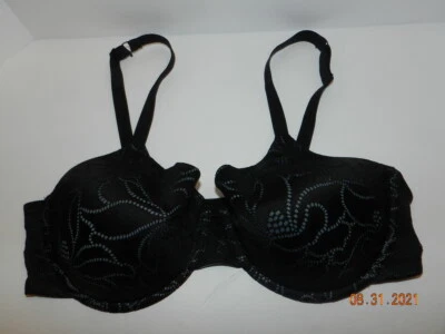 Hanes 38DD Ultimate No Show Support Underwire Bra HU33 Black - Image 1 of 3