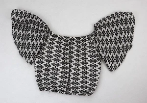 Harper Heritage Women's Crop Top Size S Black & White Eyelet Embroidered Boho - Picture 1 of 11