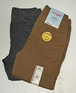 SIZE 3 JOGGERS ALSO USED AS SCHOOL UNIFORMS 2 PACK Cat & Jack GRAY/BEIGE !!! - Picture 1 of 10