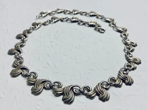 Zarte Jugendstil Kette Collier, barockes Schleifen-Ornament, 835 ? Silber, Antik - Bild 1 von 7