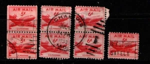USA 1947 1948 1949 Air Mail 5c, 6c inc coil pair SGA943-44 Sc C33, C37, C39 Used - Picture 1 of 1