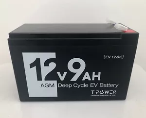 Tpower 12v 9ah AGM Rechargeable Sealed Lead Acid Battery for eBike Scooter - Picture 1 of 4
