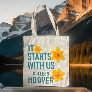 COLLEEN HOOVER - IT ENDS WITH US - It Begins With US - Canvas Book Tote Bag - 💼 - Bild 1 von 16