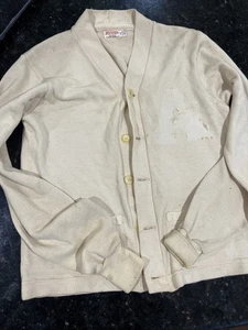  Vintage Distressed Wilson Cardigan Sweater Size 42 Wilson Sporting Goods Co.  - Picture 1 of 11