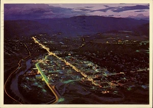 Durango,CO Aerial View Night Scene 1985 La Plata County Colorado Postcard - Picture 1 of 2