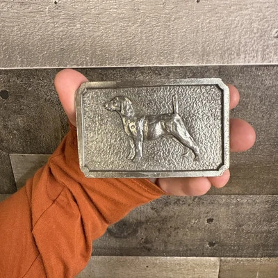 Vintage 1975 Bergamot Brass Works Solid Pointer Bird Dog Belt Buckle Made in USA - Image 1 of 4