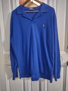 Polo Ralph Lauren Langarm Pullover Poloshirt Blau Herren Gr. XL Logo - Bild 1 von 6