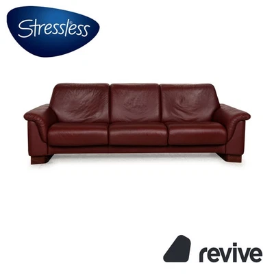Stressless Paradise Leder Dreisitzer Rot Sofa Couch manuelle Funktion - Bild 1 von 4