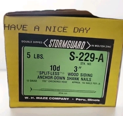 STORMGUARD W H MAZE 5 Lbs Maze Split-less Siding Nails 3" 10D S229A Hot-Dip Galvanized Ring Shank