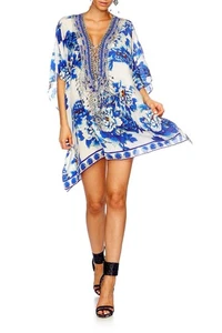 Camilla Short Lace Up Kaftan One Size Ring of Roses Silk Dress Mini Vacation - Picture 1 of 9