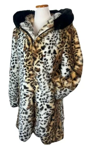 VTG Modnight Velvet Leopard Animal Faux Fur Coat Tissavel Mob Wife Old Money - Picture 1 of 14
