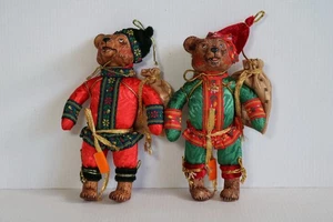 Pair Of Traditional RUSSIAN BEAR Hand painted Ornament Figurines 5” - Picture 1 of 9